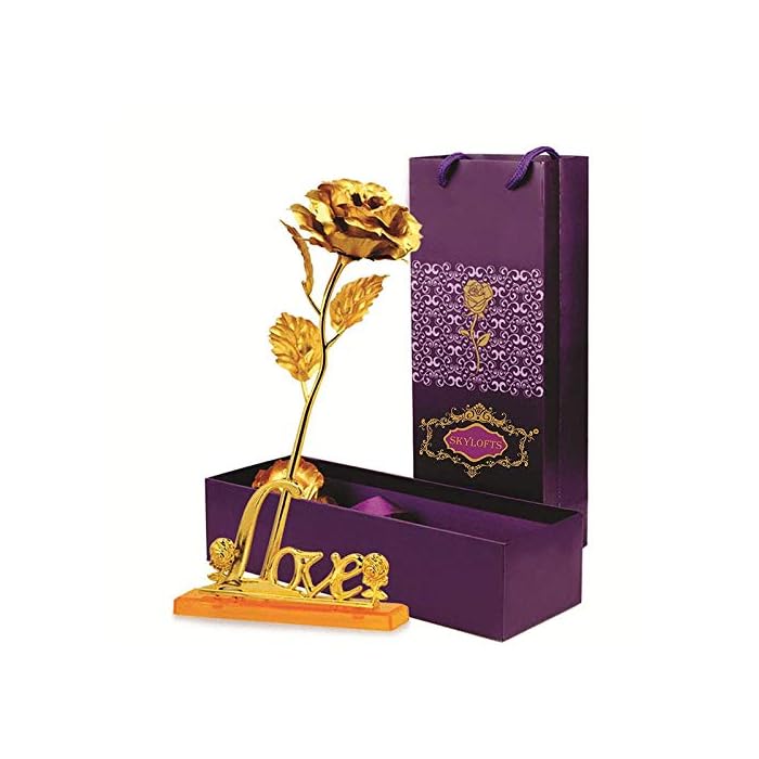 24K Golden Infinity Rose with LOVE base stand