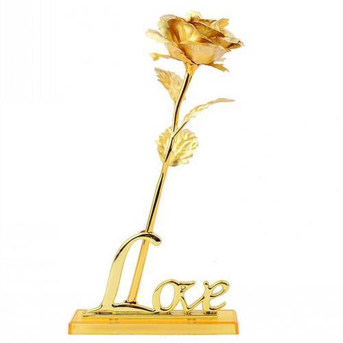 24K Golden Infinity Rose with LOVE base stand