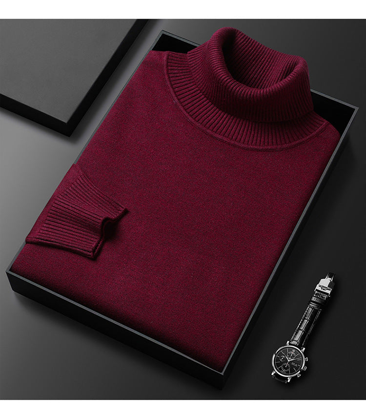 High Neck Men's Solid Color Cashmere men's sweater