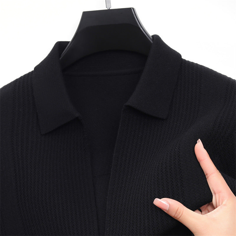 Men's Lapel Knitted Long Sleeve Coat