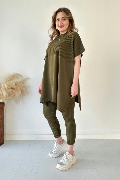 🥂Knitted Two-piece Set - Universal Size Fit So-Comfy Olive 