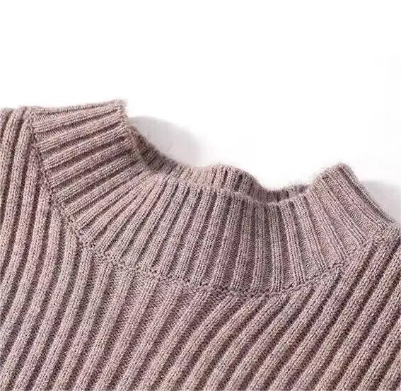 Women's mid-length half turtleneck sweater